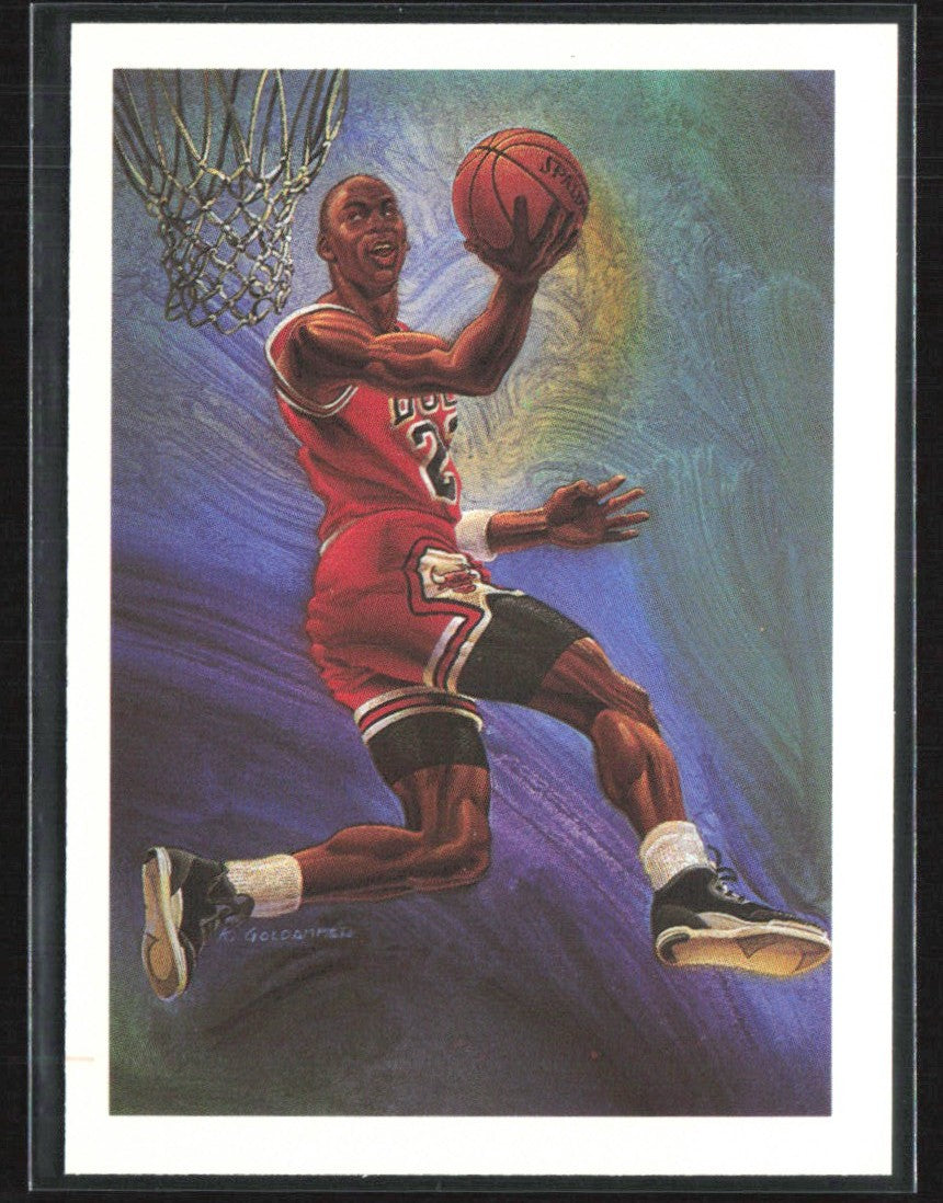 Michael Jordan 1990 Hoops Art Card Team Checklist #358 Chicago Bulls