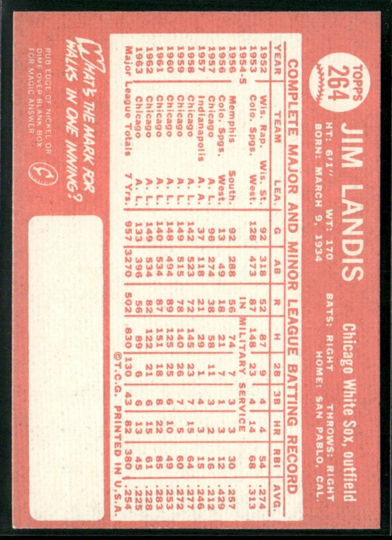 Jim Landis 1964 Topps #264 Chicago White Sox