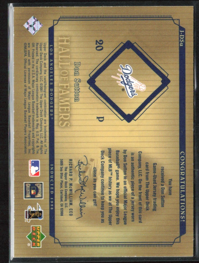 Don Sutton 2010 Upper Deck Hall of Famers Jersey #J-DSU Los Angeles Dodgers