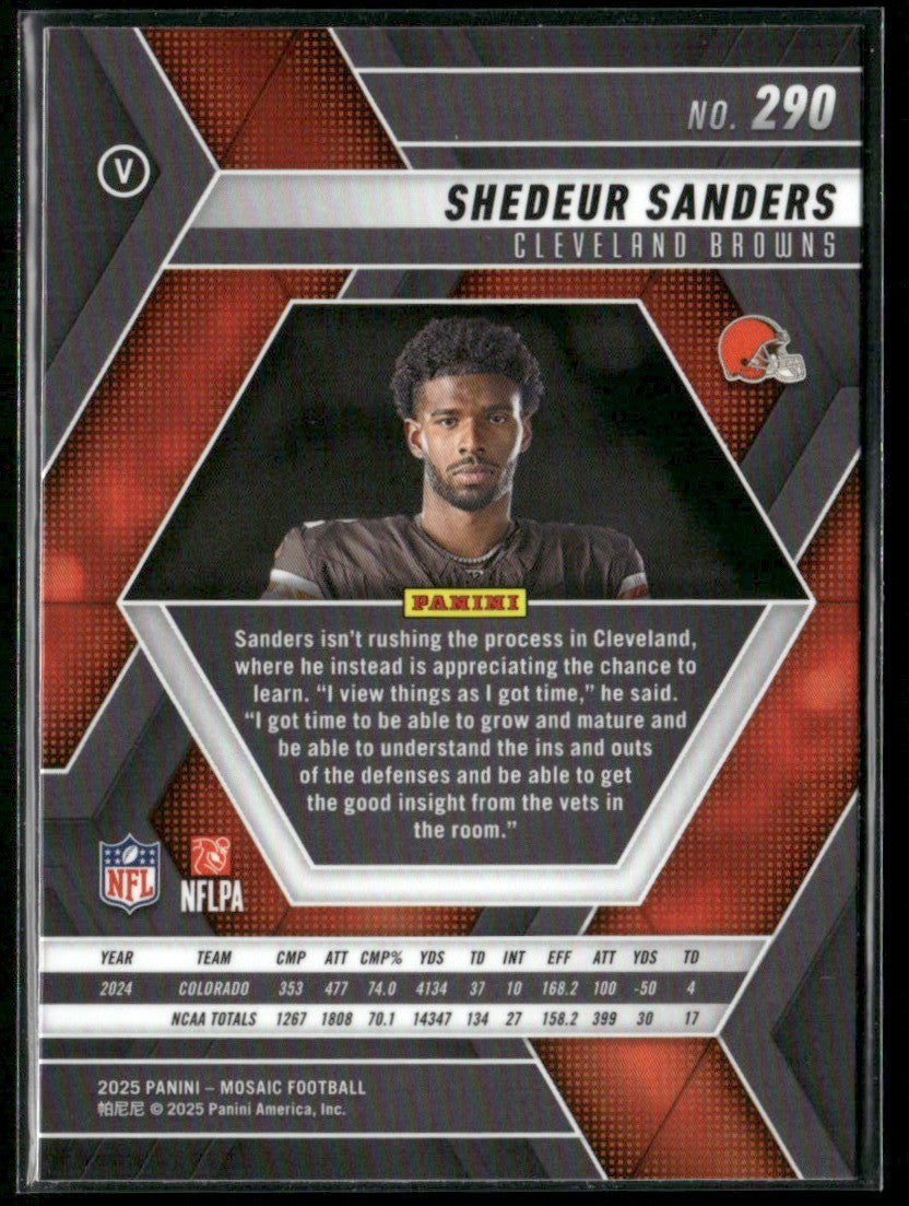 Shedeur Sanders 2025 Panini Mosaic Rookie Variations RC #290 Cleveland Browns