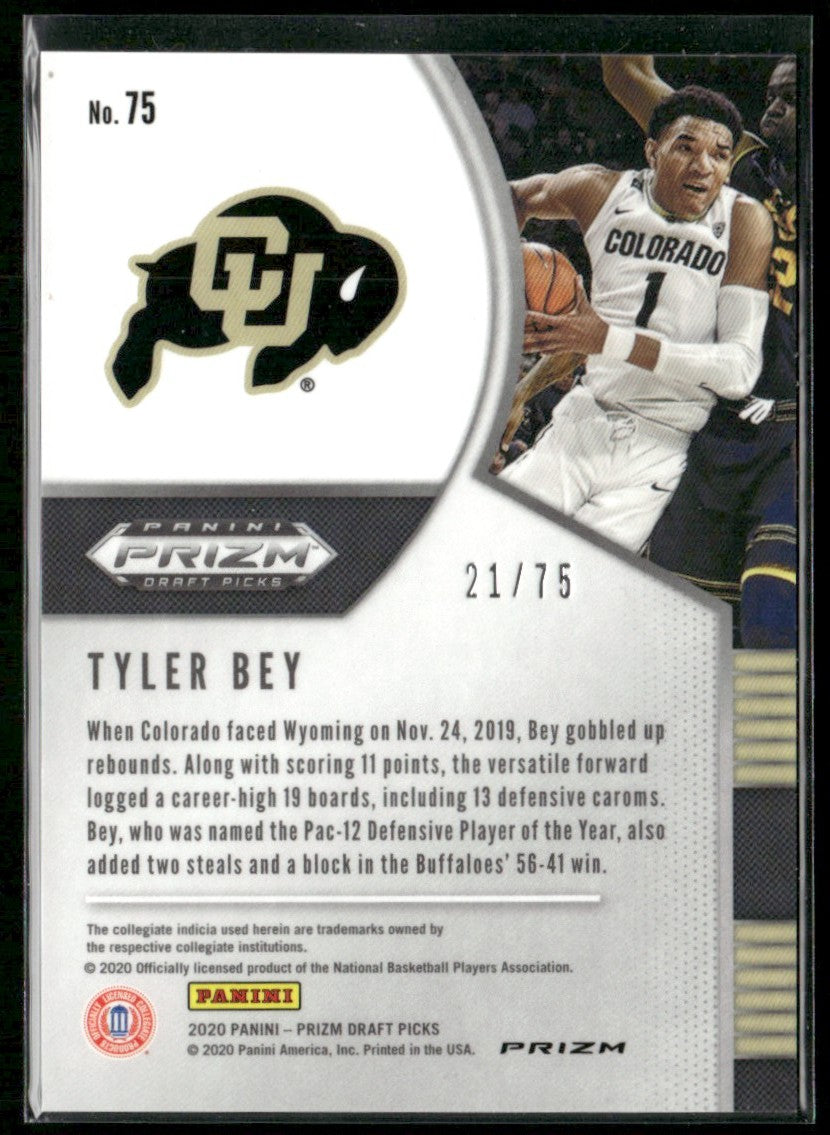 Tyler Bey 2020 Panini Prizm Draft Picks Collegiate Purple RC /75 #75