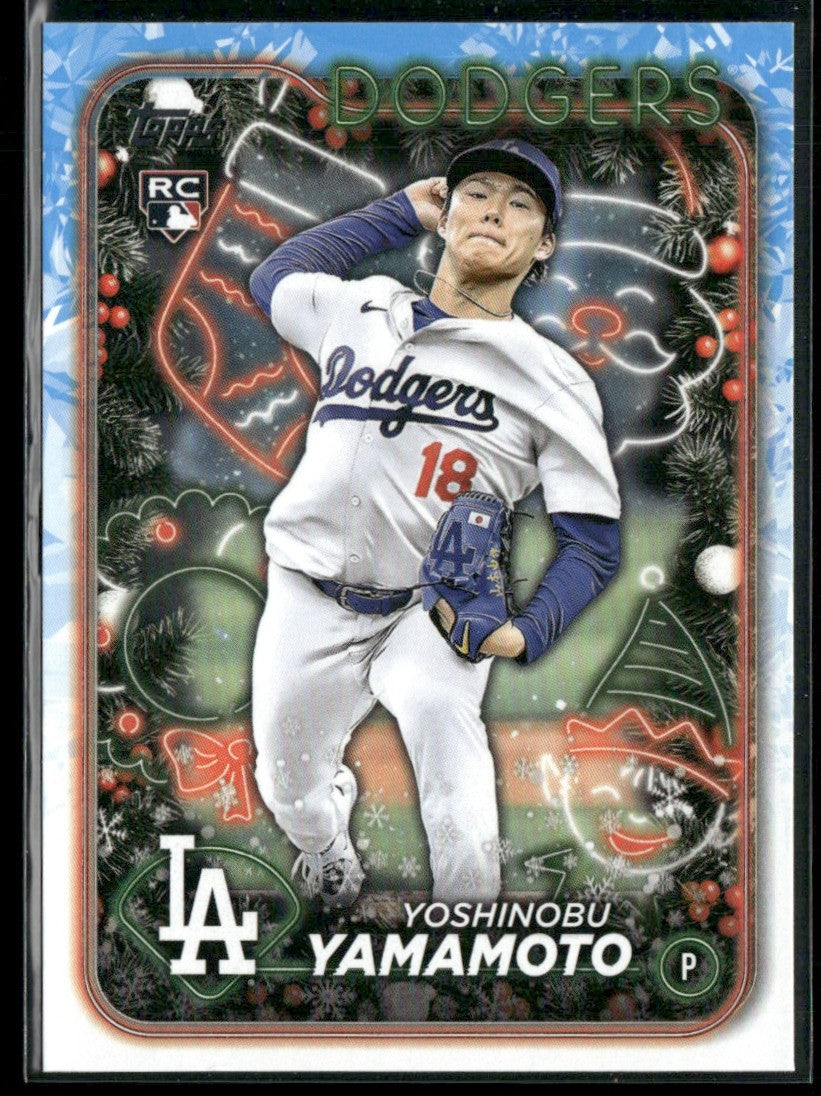 Yoshinobu Yamamoto 2024 Topps Holiday RC #H88 Los Angeles Dodgers
