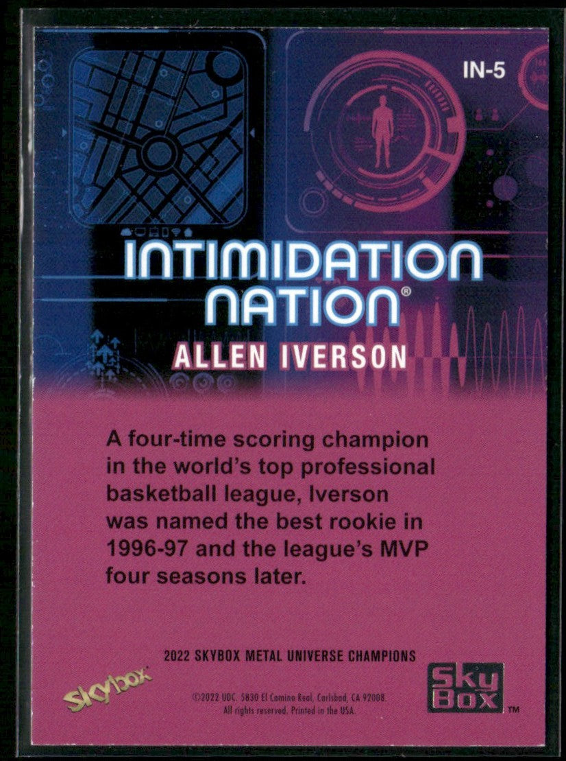 Allen Iverson 2022 SkyBox Metal Universe Champions Intimidation Nation #IN-5