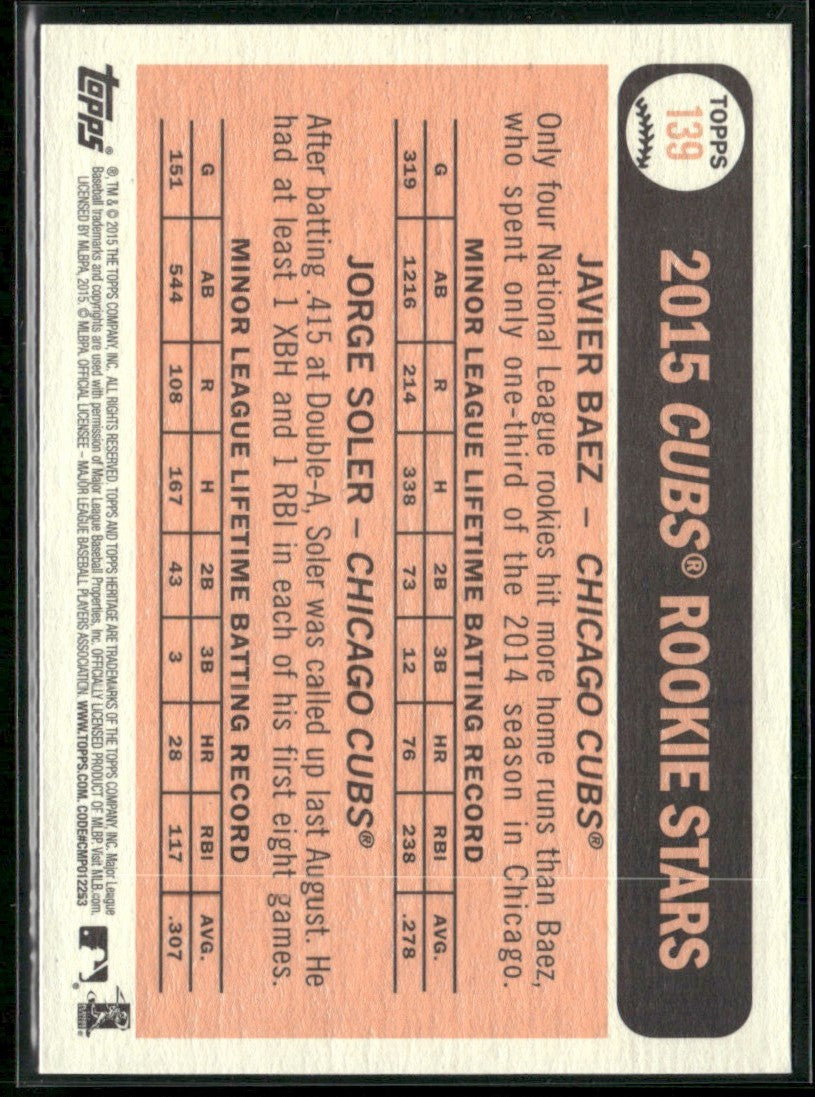 Javier Baez/Jorge Soler 2015 Topps Heritage RC #139 Chicago Cubs