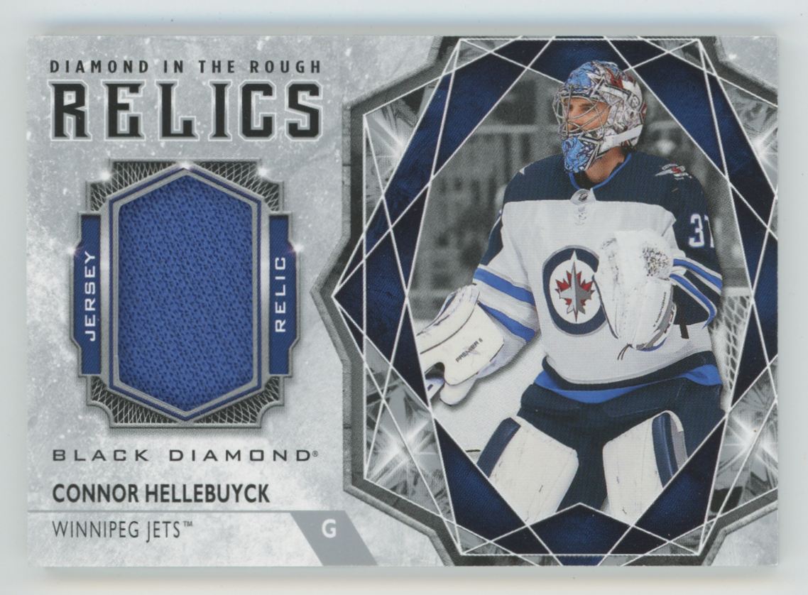 Connor Hellebuyck 2019 Upper Deck Black Diamond in the Rough Jersey Relics