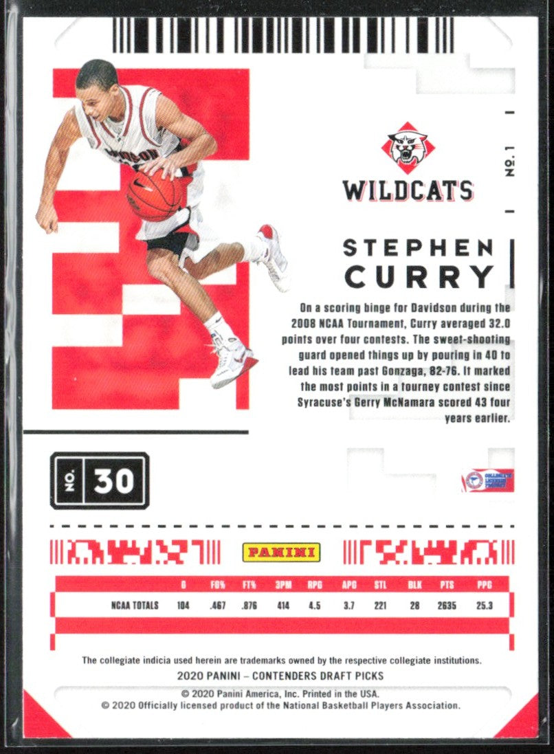 Stephen Curry 2020 Panini Contenders Draft Picks #30 Golden State Warriors