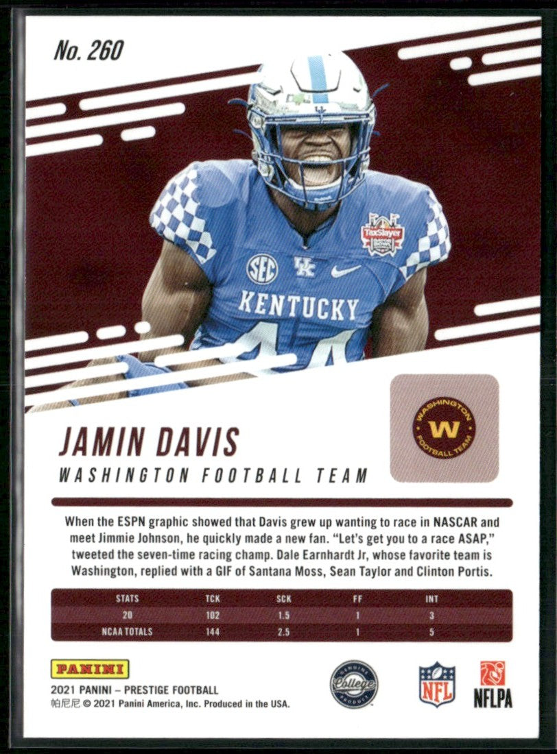 Jamin Davis 2021 Panini Prestige Xtra Points Purple RC /149 #260