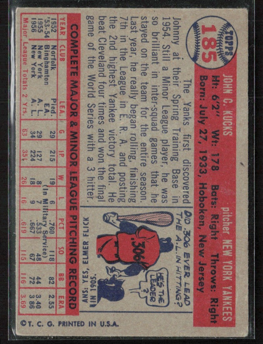 Johnny Kucks 1957 Topps #185 New York Yankees