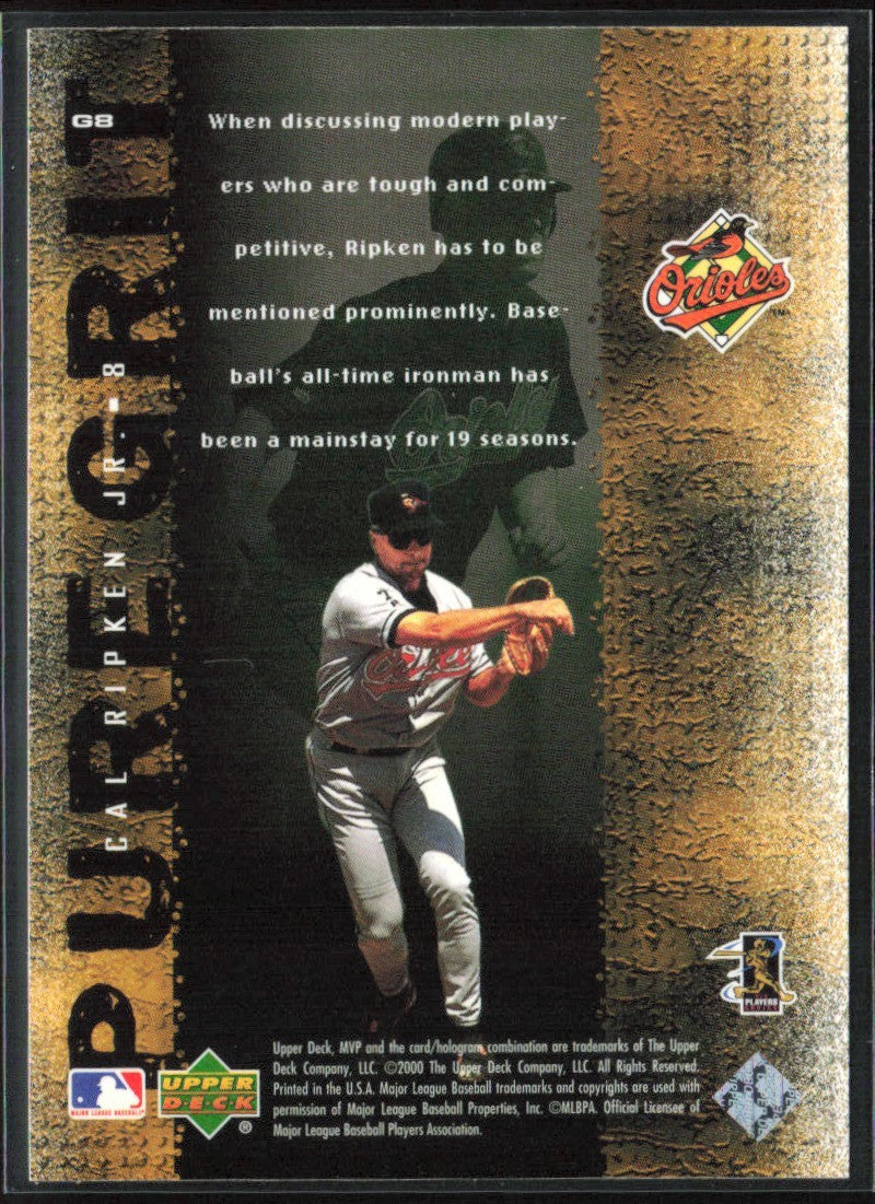 Cal Ripken Jr. 2000 Upper Deck MVP Pure Grit #G8 Baltimore Orioles