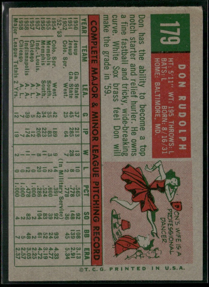 Don Rudolph 1959 Topps #179 Chicago White Sox
