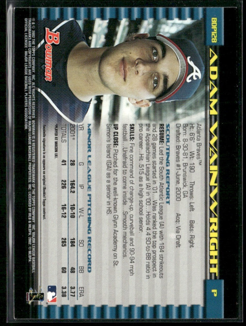 Adam Wainwright 2002 Bowman Draft Picks & Prospects #BDP128 Atlanta Braves