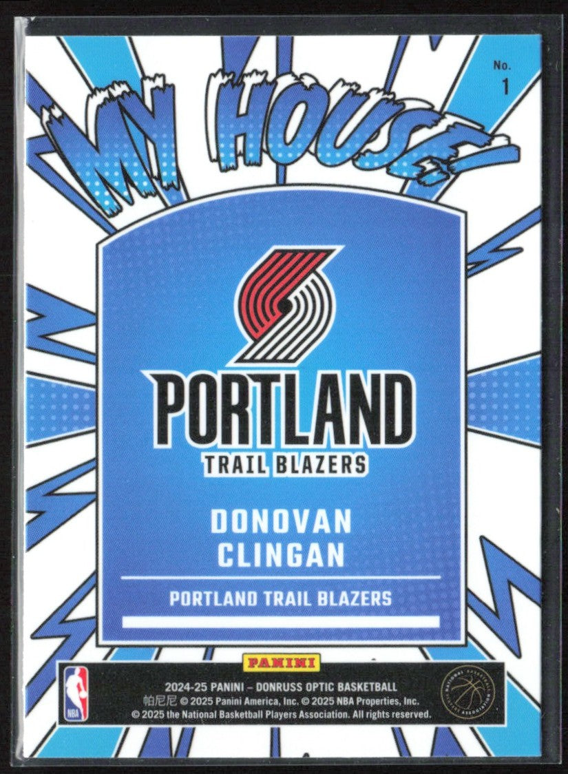 Donovan Clingan 2024 Donruss Optic My House RC #1 Portland Trail Blazers
