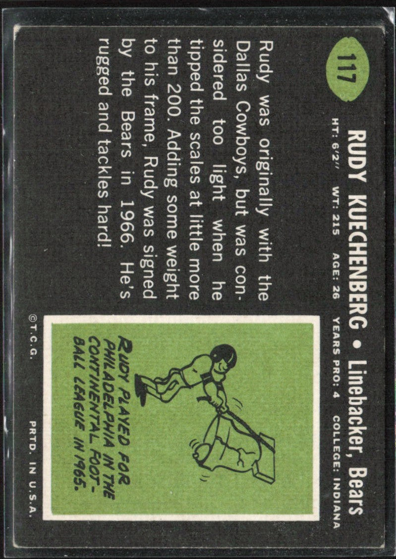 Rudy Kuechenberg 1969 Topps RC #117 Chicago Bears