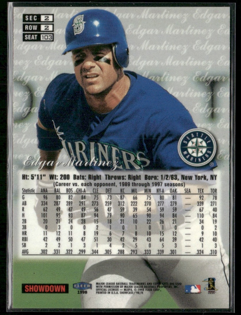Edgar Martinez 1998 Fleer Skybox Showcase Row 2 #103 Seattle Mariners