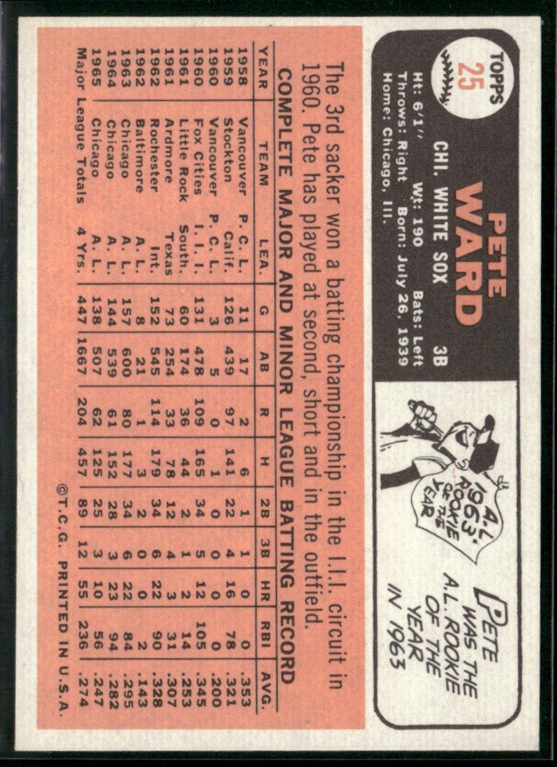 Pete Ward 1966 Topps #25 Chicago White Sox