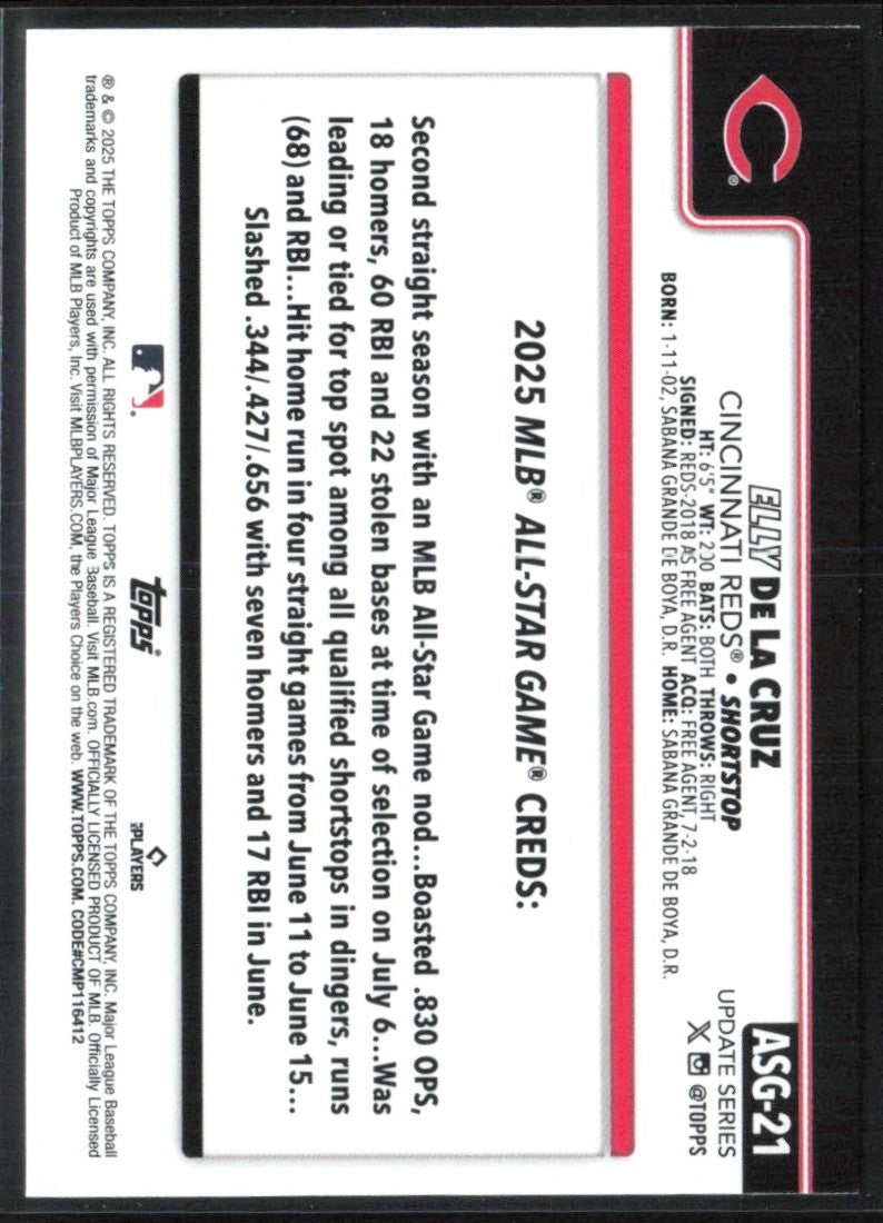 Elly De La Cruz 2025 Topps All Star Game #ASG-21 Cincinnati Reds