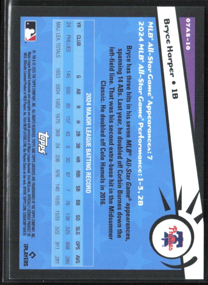 Bryce Harper 2025 Topps Archives All-Stars #07AS-10 Philadelphia Phillies