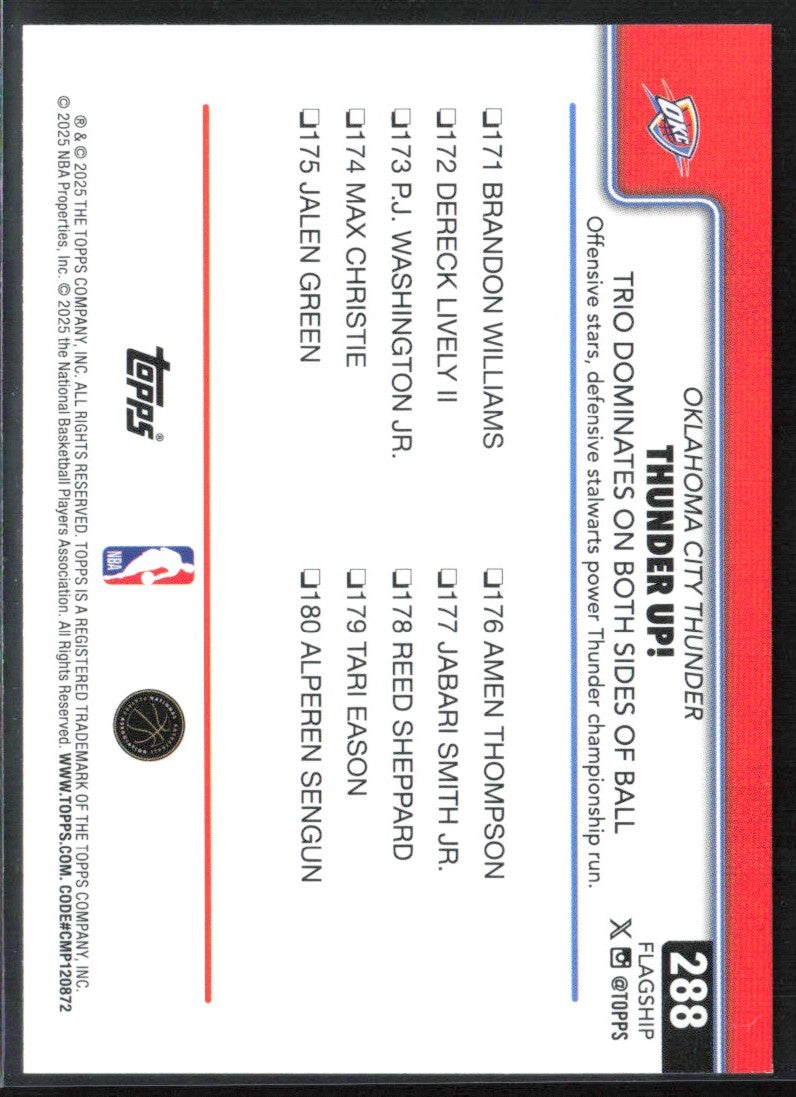 Shai Gilgeous-Alexander 2025 Topps Rainbow Foil #288 Oklahoma City Thunder
