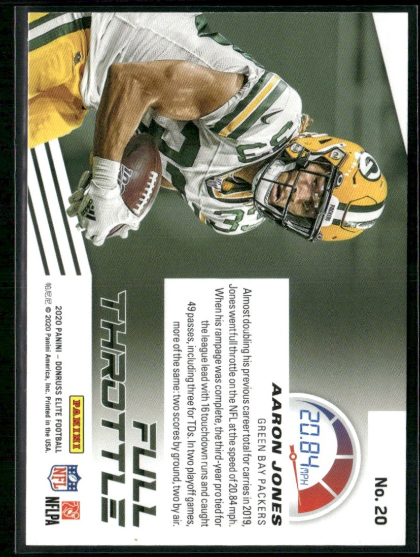 Aaron Jones 2020 Donruss Elite Full Throttle #20 Green Bay Packers