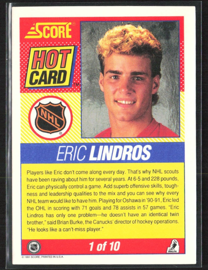Eric Lindros 1991 Score Hot Card #1 Canada