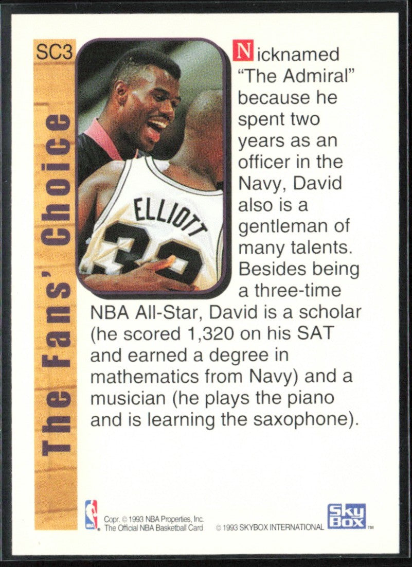 David Robinson 1992 NBA Hoops Supreme Court #SC3 San Antonio Spurs