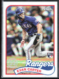 Evan Carter 2024 Topps Chrome 1989 Design RC #89CB-13 Texas Rangers