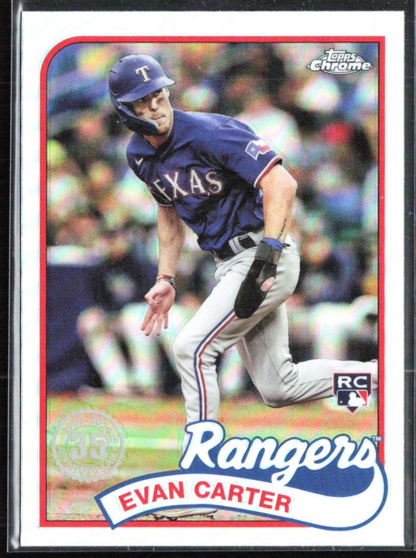 Evan Carter 2024 Topps Chrome 1989 Design RC #89CB-13 Texas Rangers
