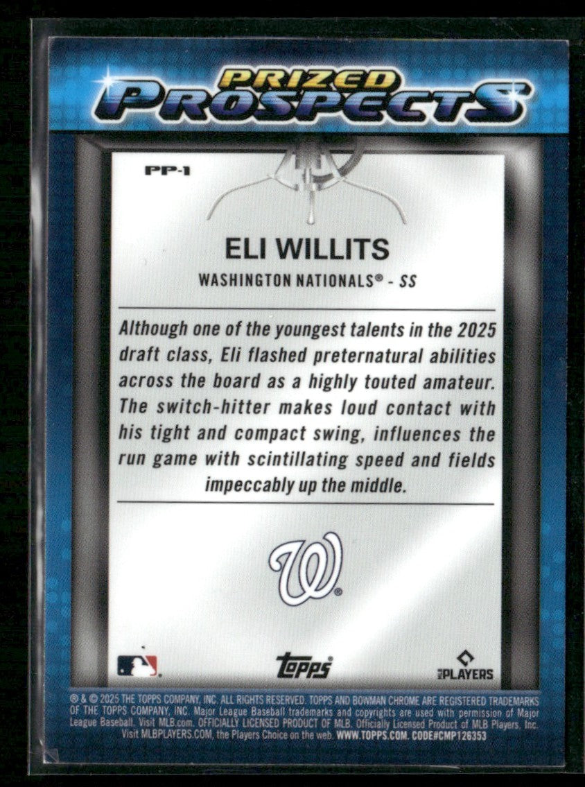 Eli Willits 2025 Bowman Draft Prized Prospects Mojo Refractor #PP-1