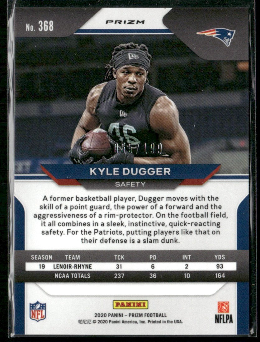Kyle Dugger 2020 Panini Prizm Blue Wave RC /199 #368 New England Patriots