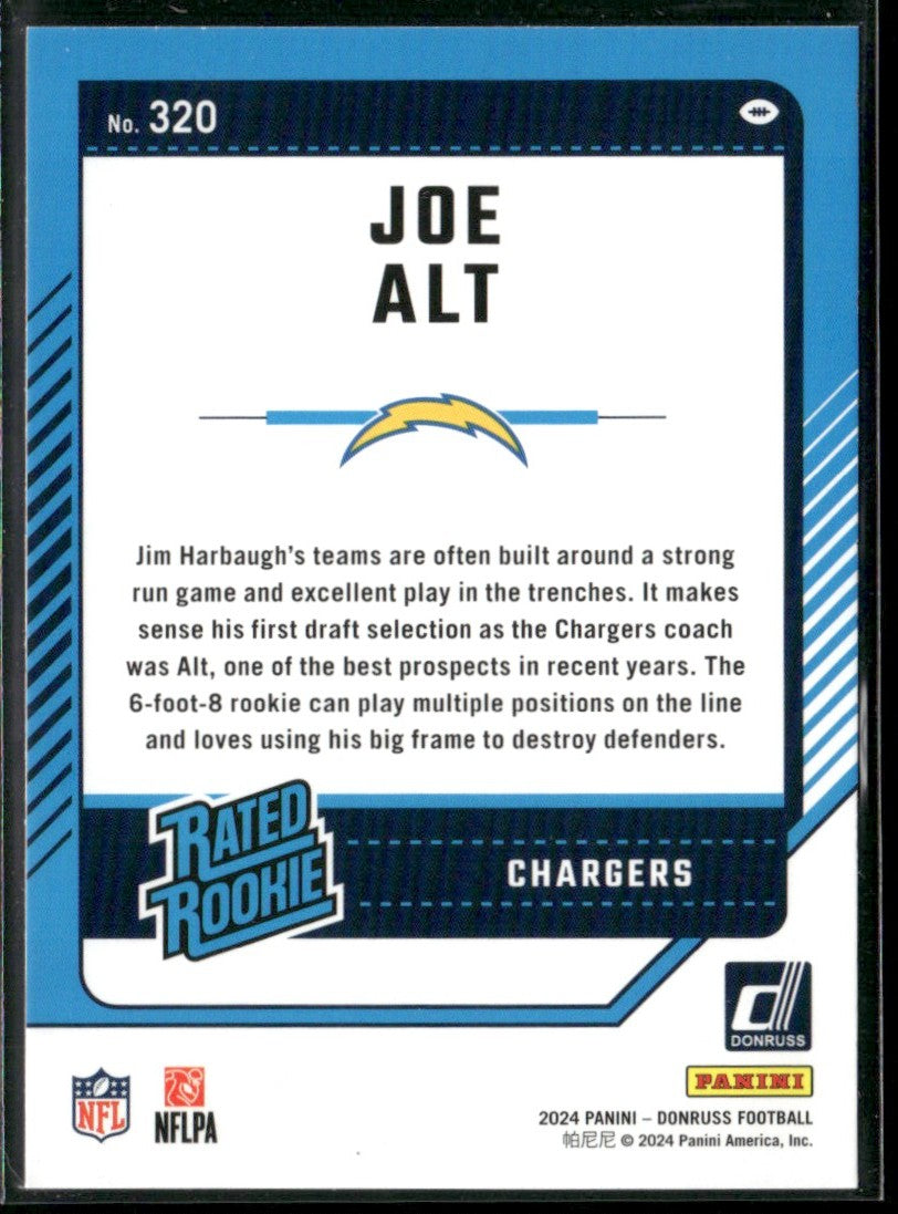 Joe Alt 2024 Panini Donruss RC #320 Los Angeles Chargers
