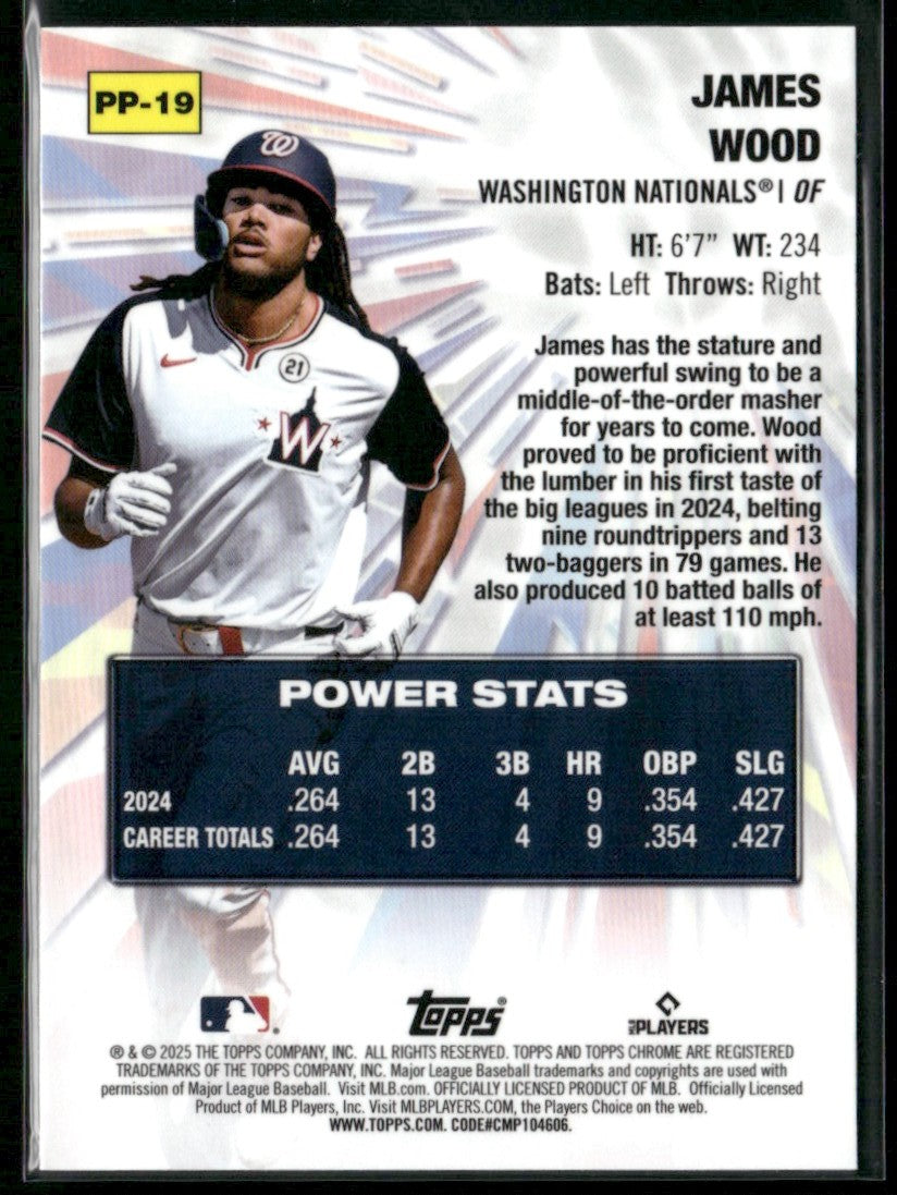 James Wood 2025 Topps Chrome Power Players RC #PP-19 Washington Nationals