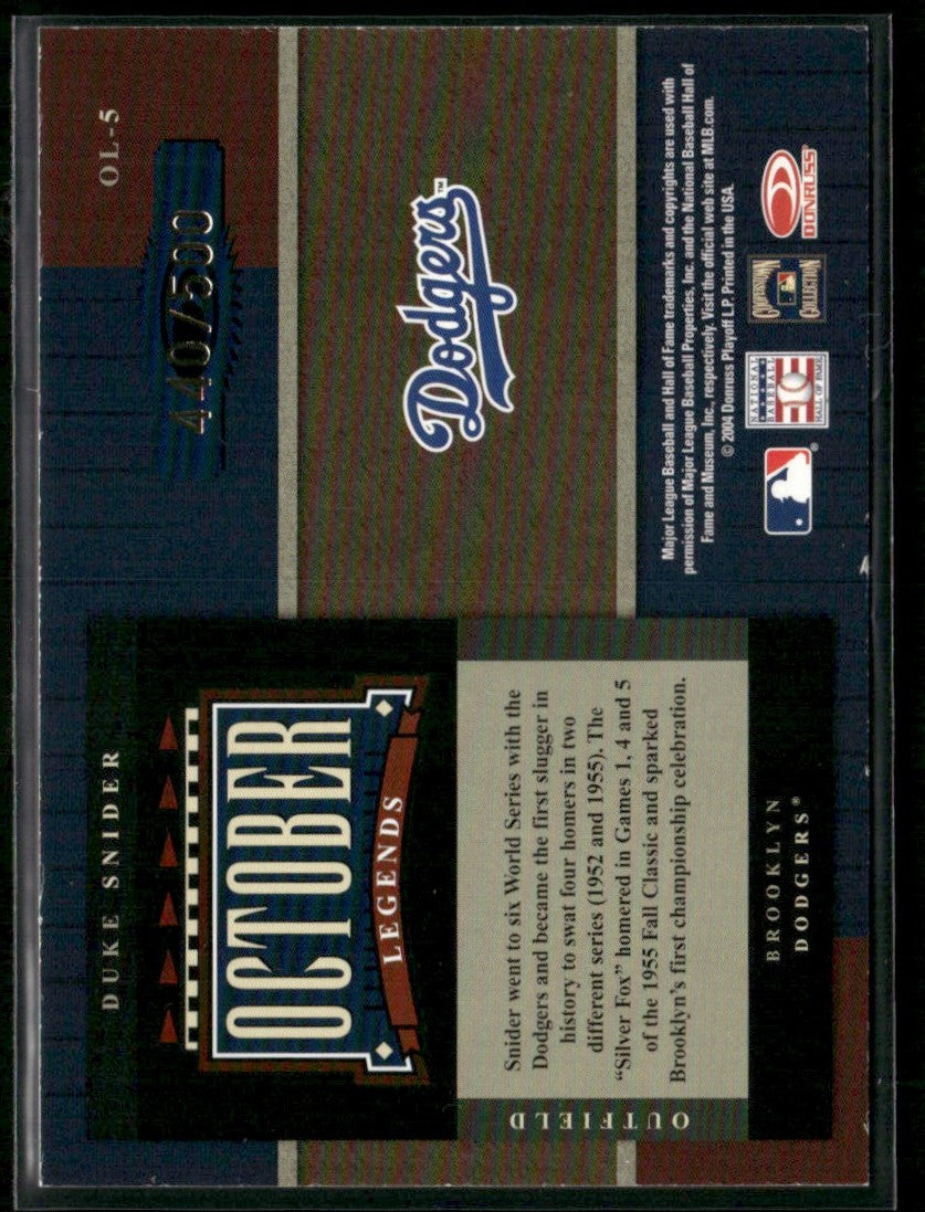 Duke Snider 2004 Donruss World Series October Legends /500 #OL-5