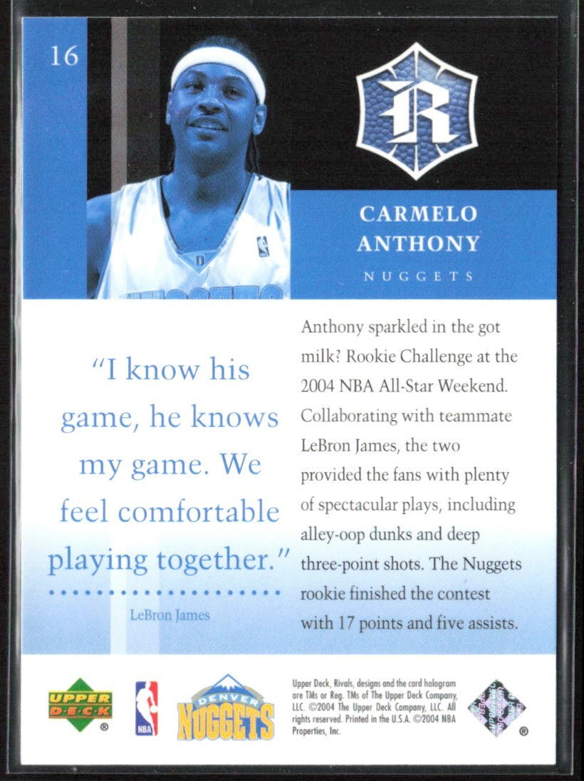 Carmelo Anthony 2004 Upper Deck Rivals Box Set #16 Denver Nuggets
