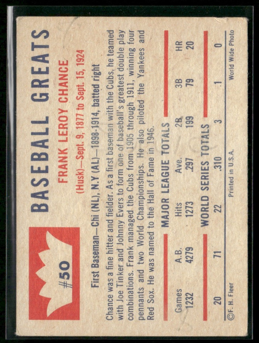 Frank Chance 1960 Fleer Baseball Greats #50 Chicago Cubs