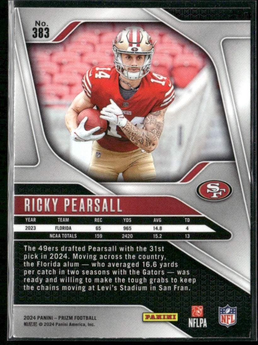 Ricky Pearsall 2024 Panini Prizm RC #383 San Francisco 49ers
