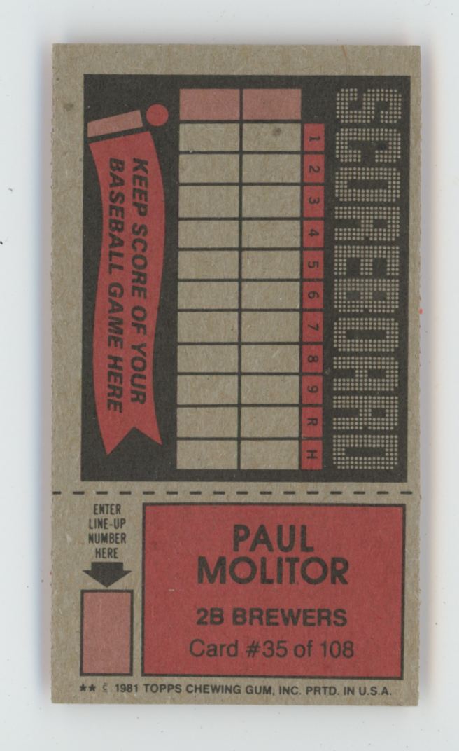 Paul Molitor 1981 Topps Scratch-Off #35 Milwaukee Brewers