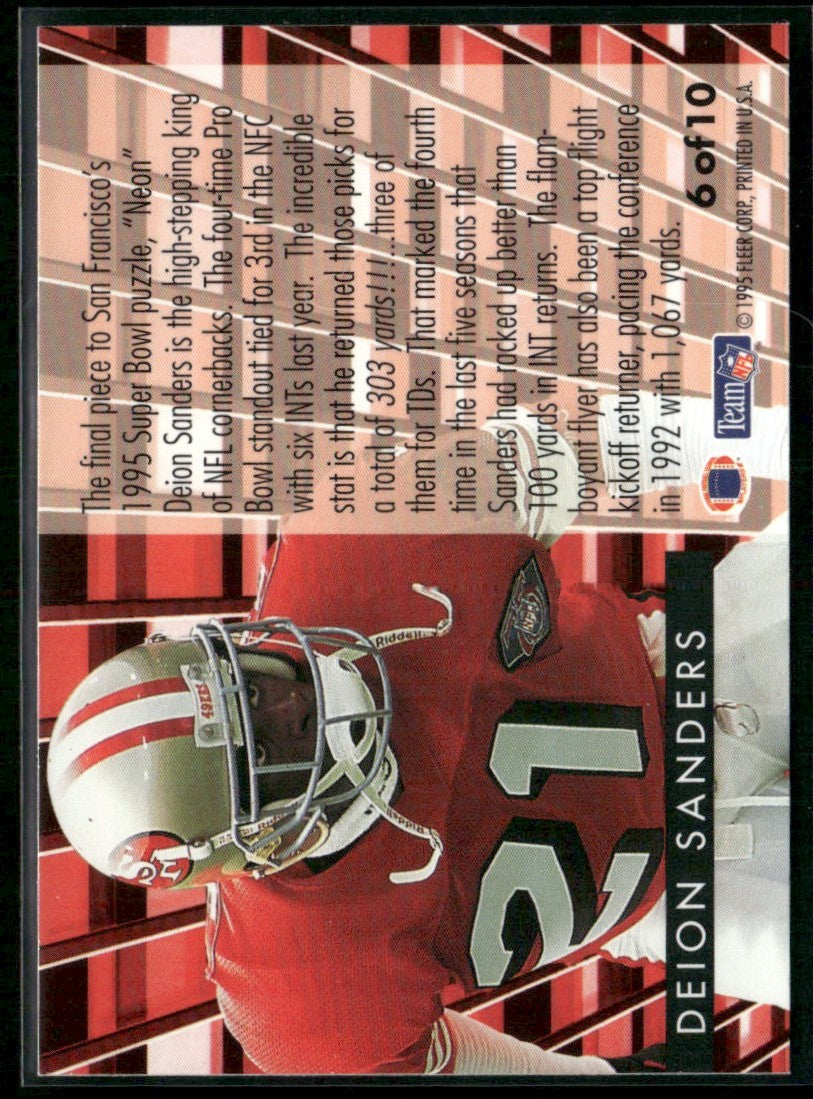 Deion Sanders 1995 Fleer Gridiron Leaders #6 San Francisco 49ers