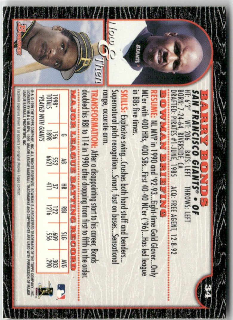 Barry Bonds 1999 Bowman International #34 San Francisco Giants