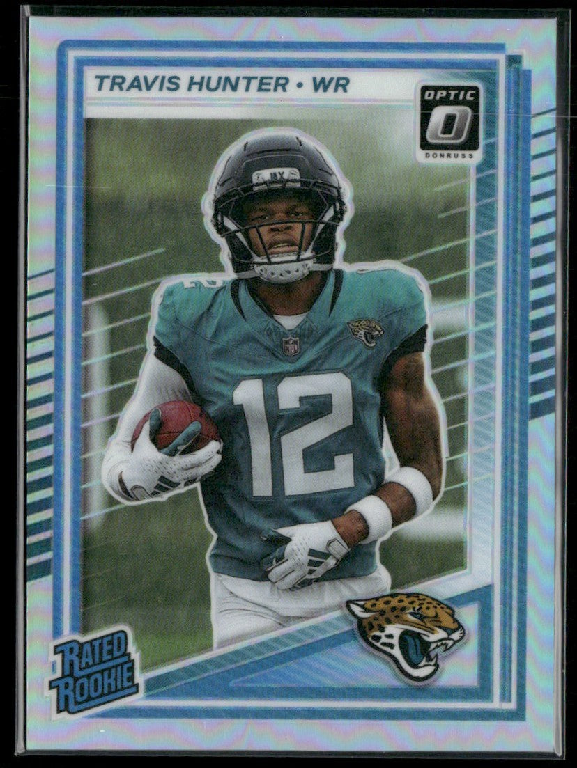Travis Hunter 2025 Donruss Optic Holo Prizm RC #201 Jacksonville Jaguars