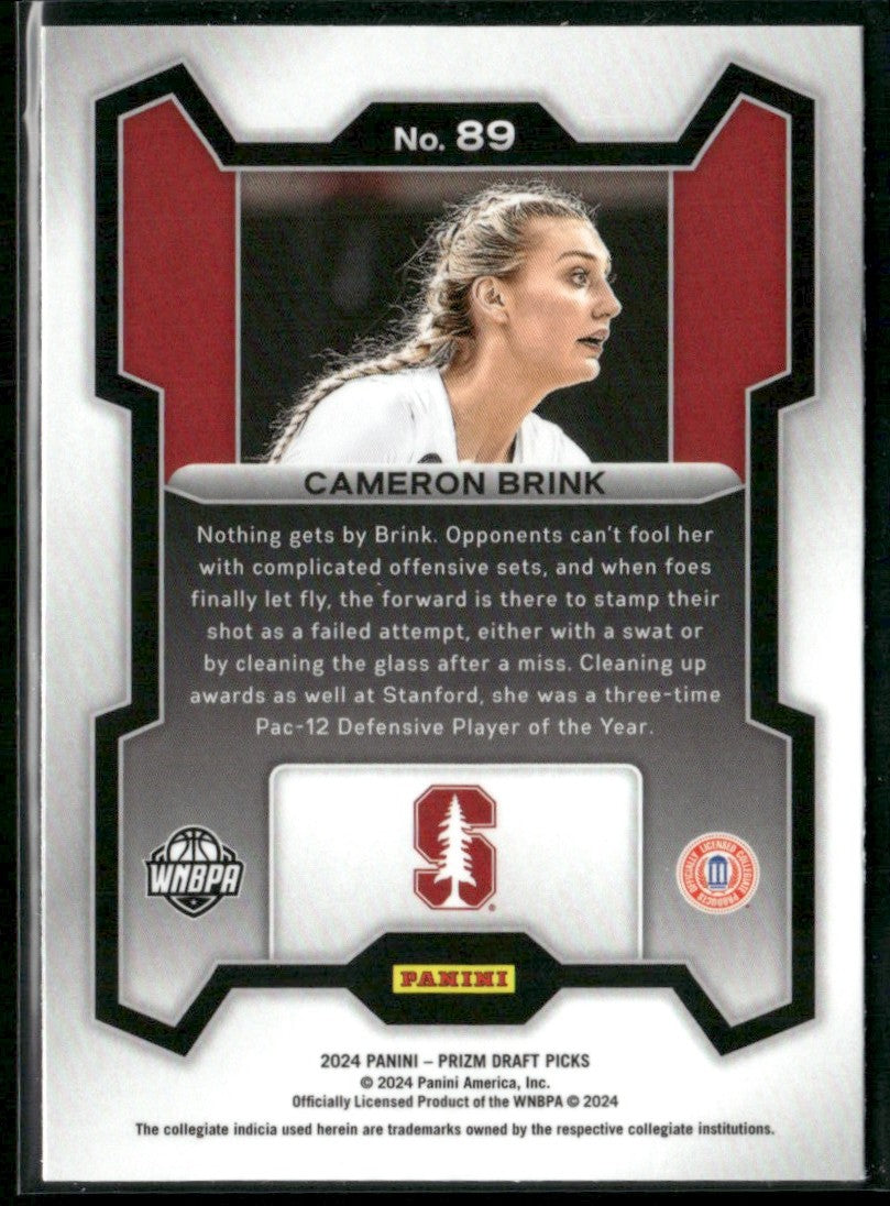 Cameron Brink 2024 Panini Prizm Draft Picks RC #89 Stanford Cardinals