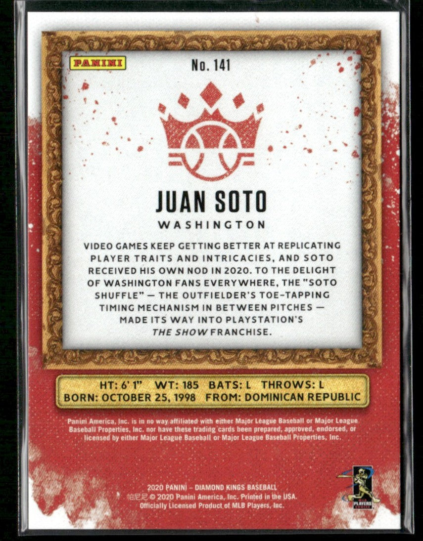 Juan Soto 2020 Panini Diamond Kings Plum #141 Washington Nationals