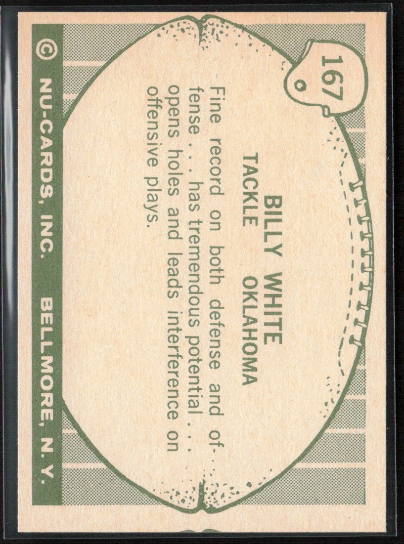 Billy White 1961 Nu-Cards #167 Oklahoma Sooners