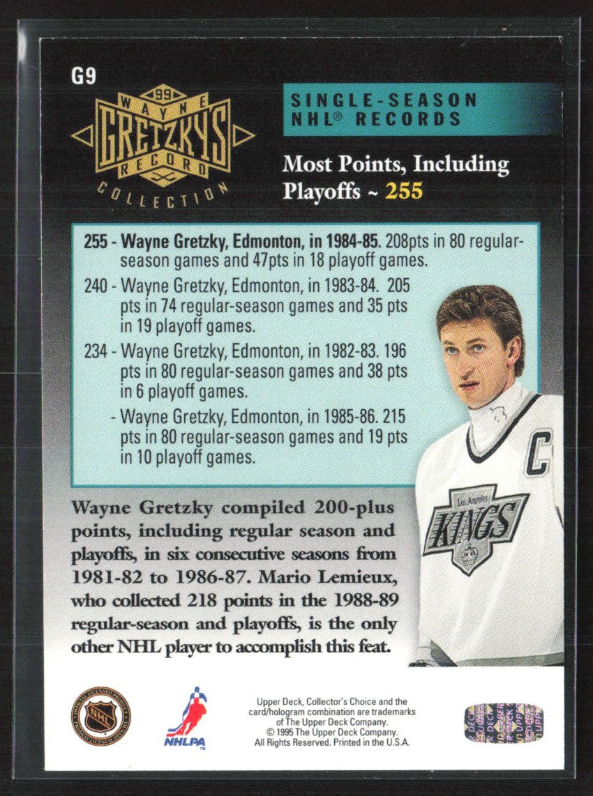 Wayne Gretzky 1995 Collector's Choice Wayne Gretzky's Record Collection #G9