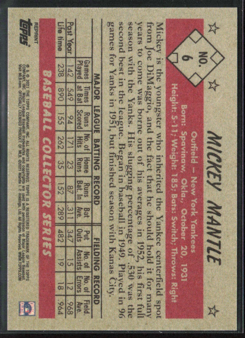 Mickey Mantle 2021 Topps X Collection #6 New York Yankees