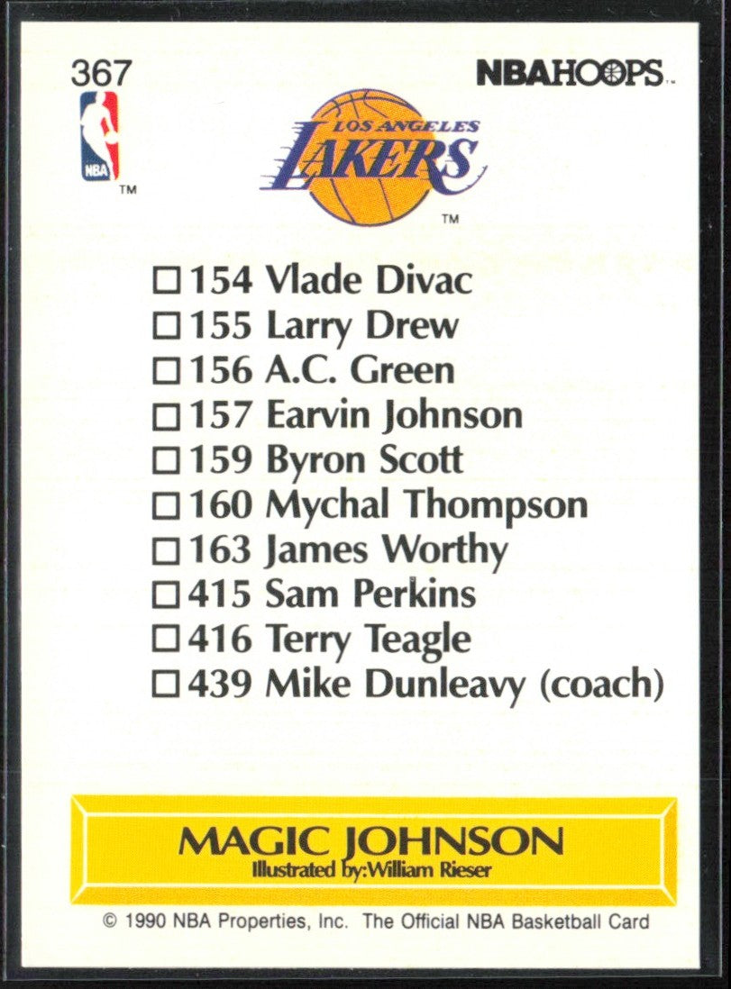Magic Johnson 1990 NBA Hoops Art Card Team #367 Los Angeles Lakers