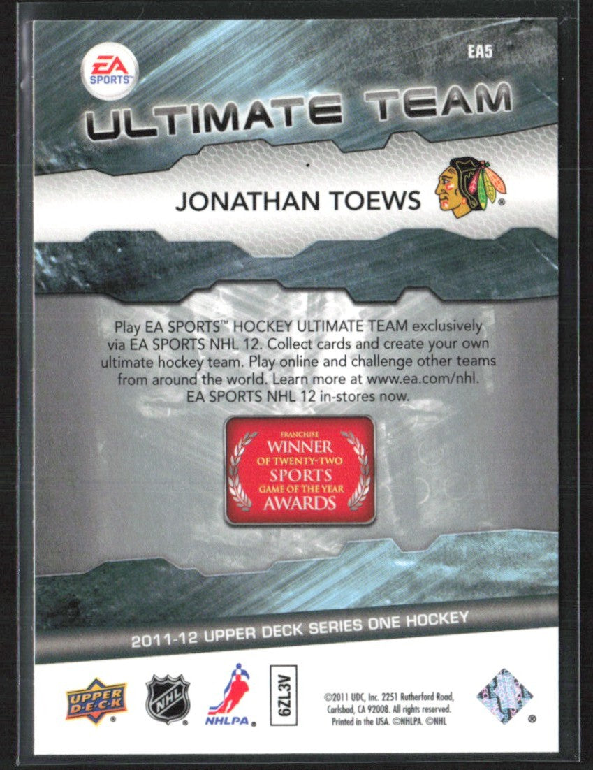 Jonathan Toews 2011 Upper Deck EA Ultimate Team #EA5 Chicago Blackhawks