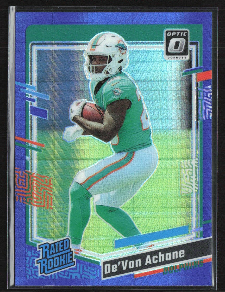 De'Von Achane 2023 Donruss Optic Blue Hyper RC #269 Miami Dolphins