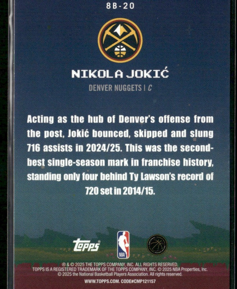Nikola Jokic 2025 Topps 8-Bit Ballers Holo Foil #8B-20 Denver Nuggets