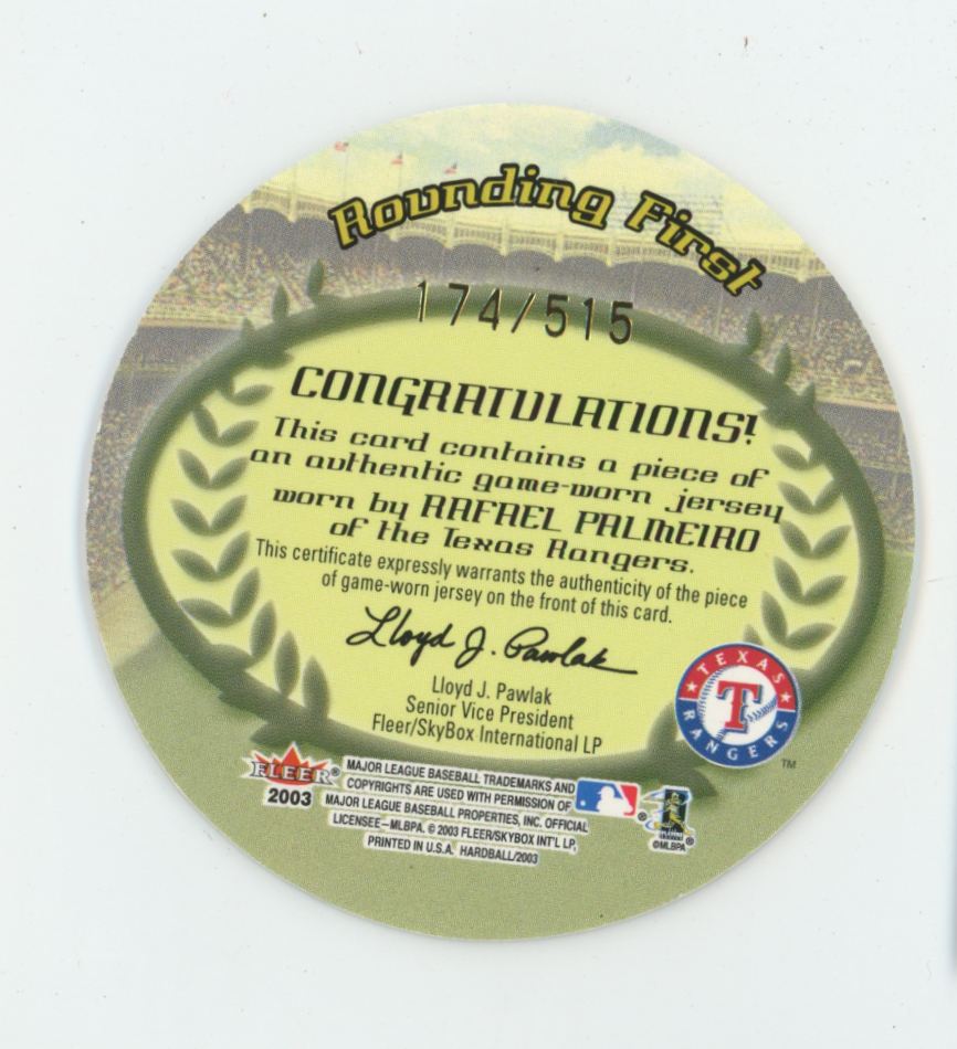 Rafael Palmeiro 2003 Fleer Hardball Round Trippers Rounding First /515 Jersey