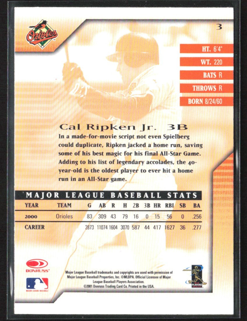 Cal Ripken Jr. 2001 Donruss Signature Series #3 Baltimore Orioles